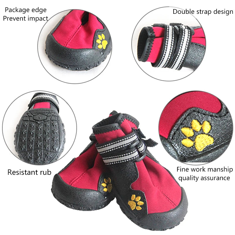 4PCS/set Sport Dog Shoes For Large Dogs Pet Outdoor Rain Boots Non Slip Puppy Running Sneakers Waterpoof Boots Pet Accessories