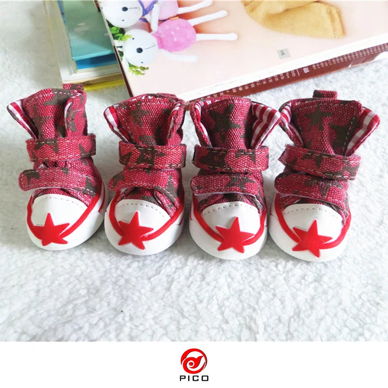 Hot sale pet dog shoes cute stars puppy boot outdoor Casual canvas Sneakers Teddy small dogs shoes ZL248