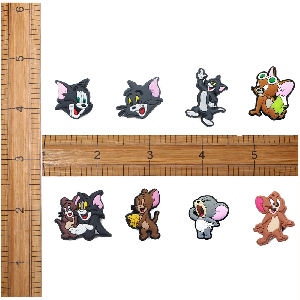 Single sale 1pcs Cartoon Tom and Jerry Croc Charms Shoes PVC Shoe Charms Decoration Buckle Sneakers Gardden Sandals Accessories