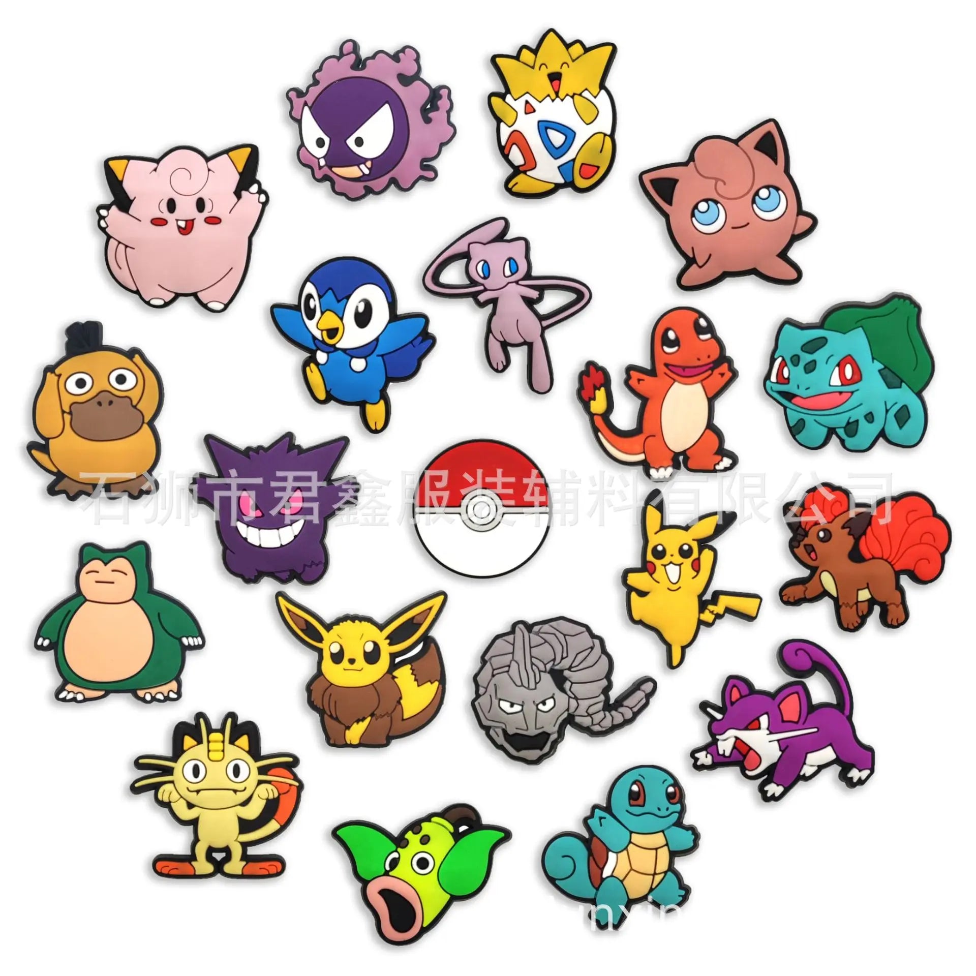 Single Sale 1pcs Pokemon Series PVC Crocs Charms Accessories Shoe Buckle Wholesale DIY Sneakers Decoration Kids X-mas Party Gift